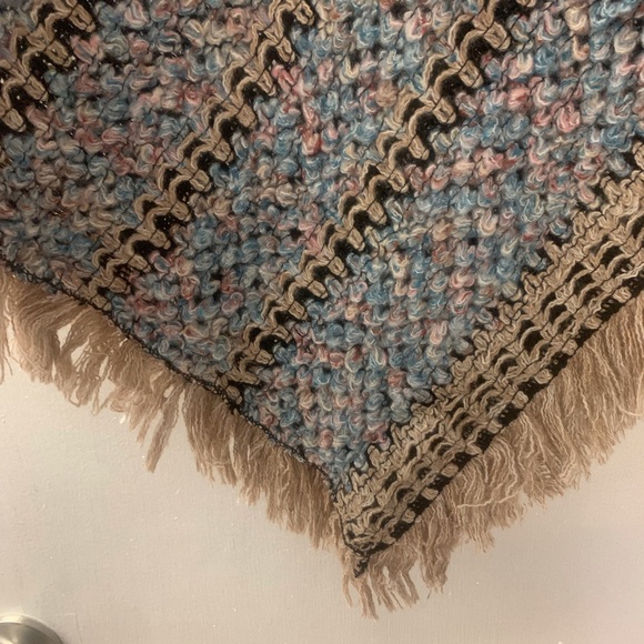 Multicolor Knit Poncho with Fringe - Picture 4 of 6